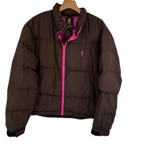 Brown Browning Womens Puffer Jacket goose down  Size Medium pockets